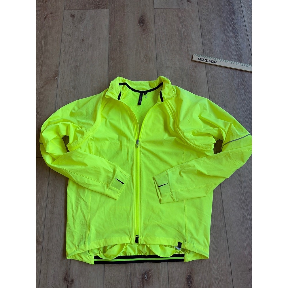 Specialized Mens XL Neon Yellow Cycling Jacket Windbreaker High Vis Reflective